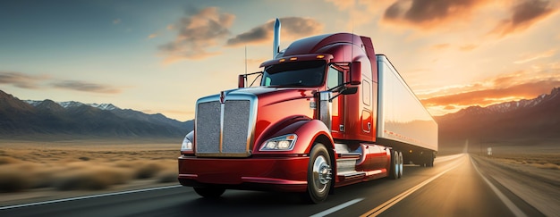 vrachtwagen op de weg AI gegenereerd beeld