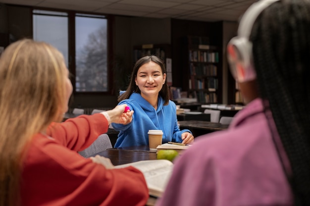 Vrienden leren in een studiegroep