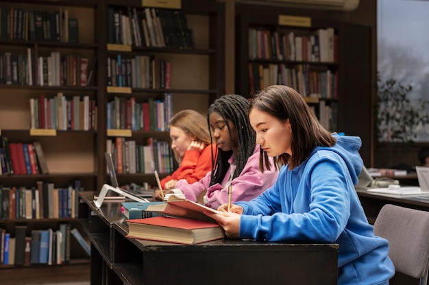 Gratis foto vrienden leren in een studiegroep