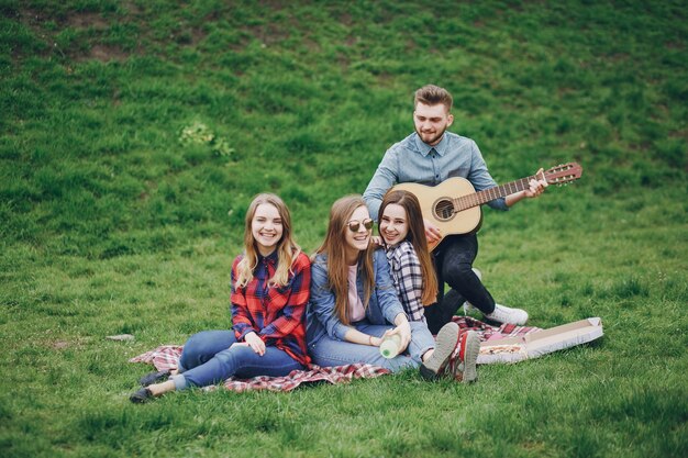 Vrienden op een picknick