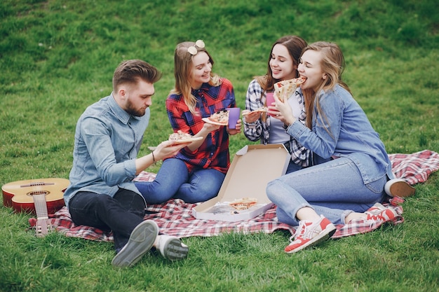 Vrienden op een picknick