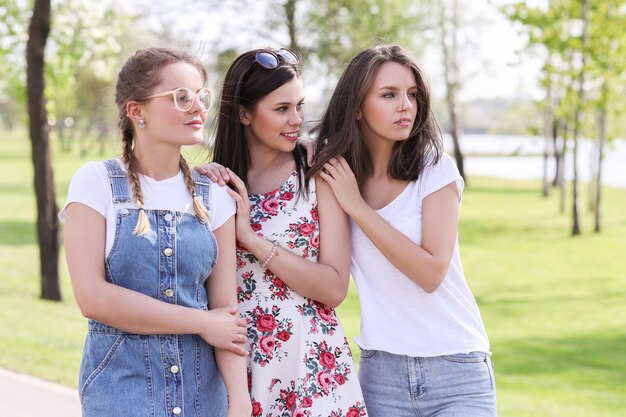 Vriendschap. Vrouwen in het park gedurende de dag