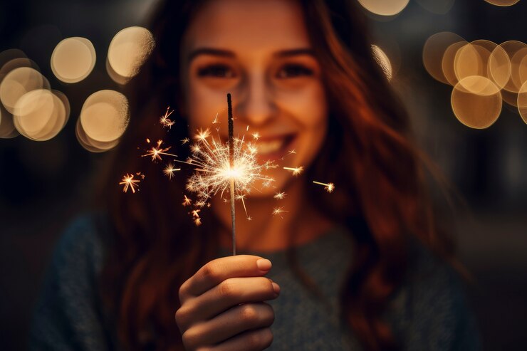 Gratis Foto vrouw die het nieuwe jaar viert