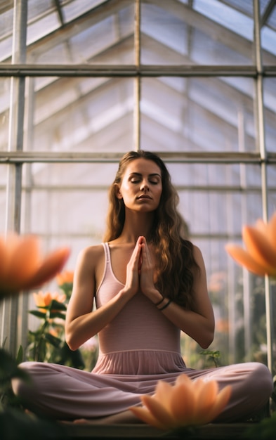 Gratis foto vrouw die yoga doet.