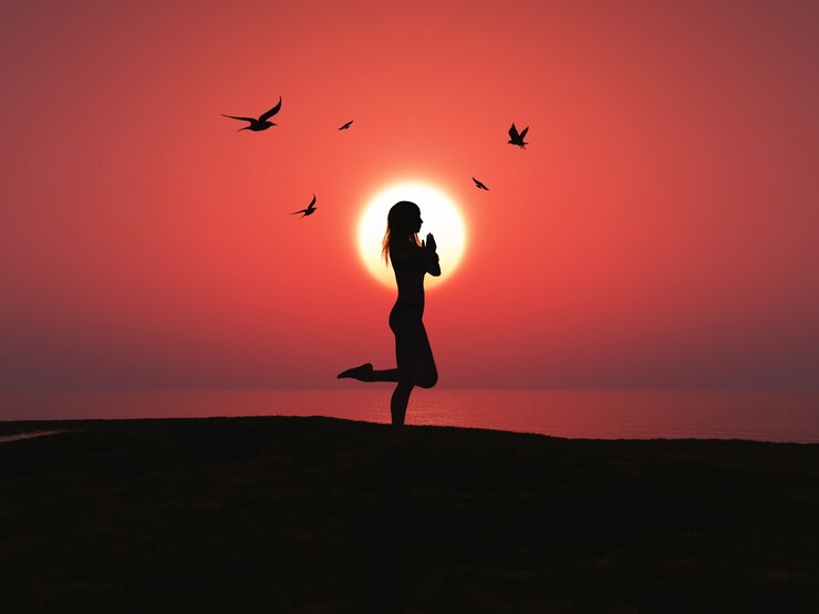 Gratis Foto vrouw doet yoga op het strand