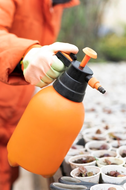 Gratis foto vrouw groeiende planten