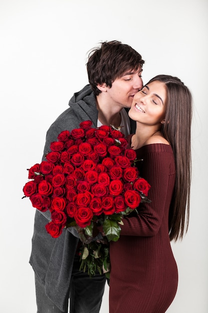 Vrouw liefde achtergrond valentijn rood