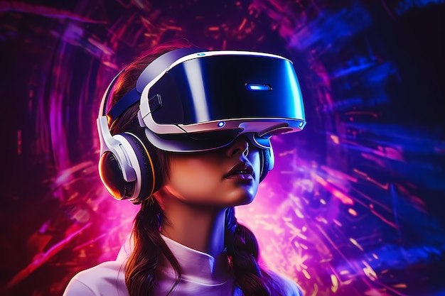 Gratis foto vrouw met een vr-bril voor gaming