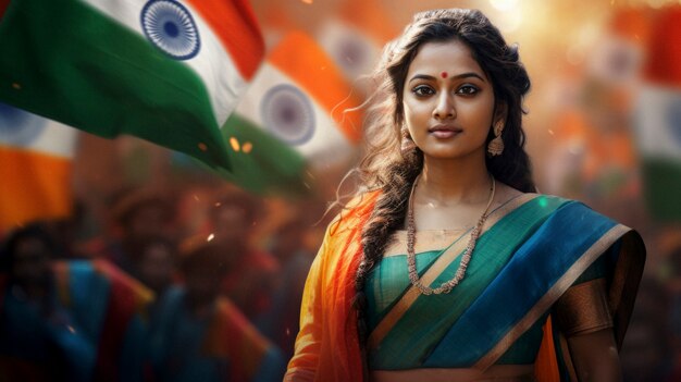Vrouw viert de Indiase Dag van de Republiek