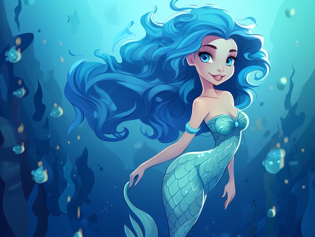 Vrouwelijke anime personage onder water