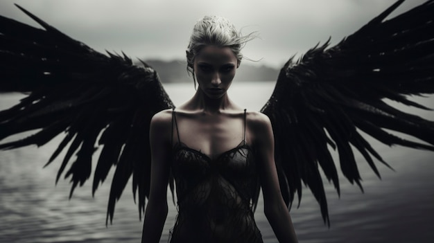 Vrouwelijke voorstelling van een demonische entiteit met vleugels