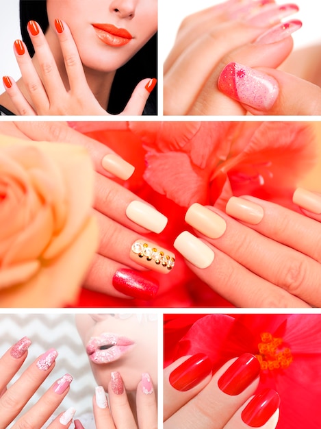 Vrouwen die kleurrijke nagellak dragen