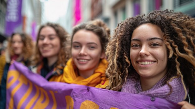 Vrouwen protesteren voor rechten op Vrouwendag