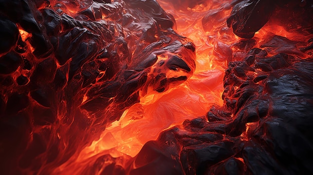 Vulkaan spuwt gesmolten lava uit