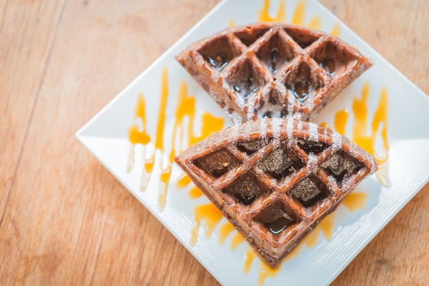 Gratis foto wafels jam ijs gebakken chocolade