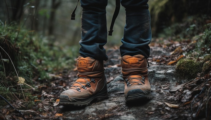 Gratis Foto wandelschoenen overwinnen bergen een succesvol avontuur gegenereerd door ai