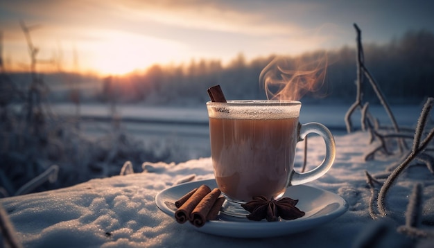Gratis foto warme chocolademelk verwarmt de winter met zoete verfrissing gegenereerd door ai