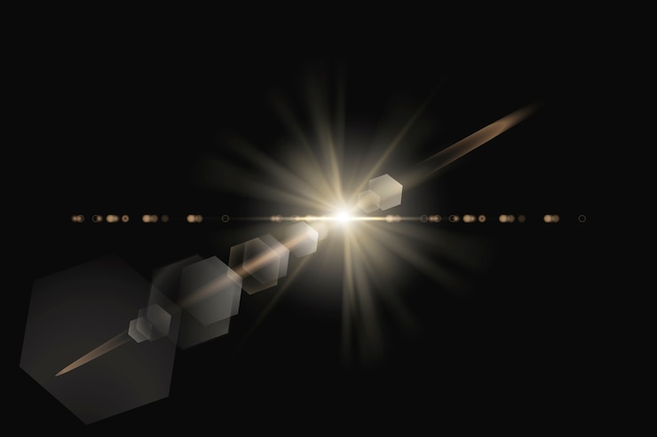 Gratis Foto warme lensflare met zeshoekig spookontwerpelement
