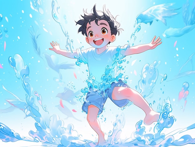 Gratis foto water in anime-stijl