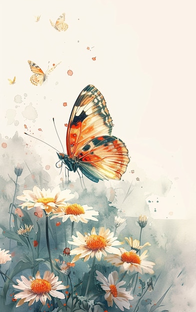 Gratis foto waterverf illustratie van een vlinder
