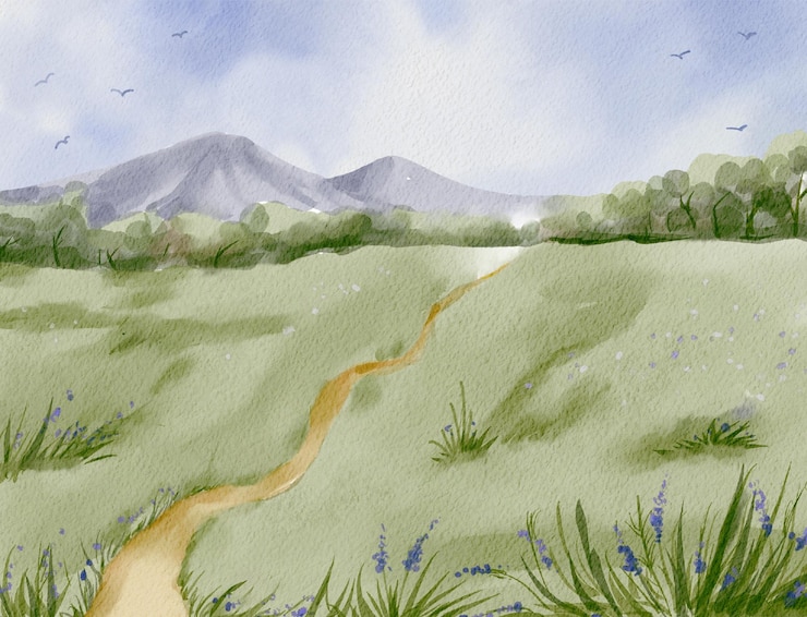 Waterverf Landschap achtergrond