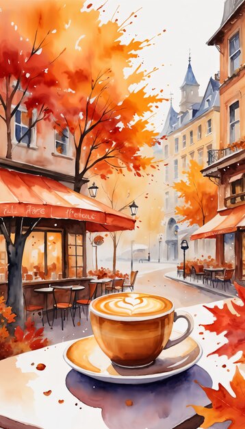 Waterverf val latte koffie