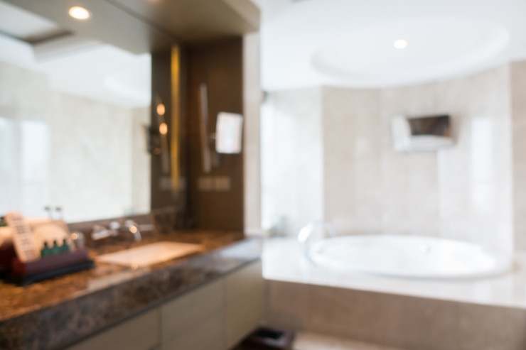 Gratis Foto wazig oog van nette badkamer