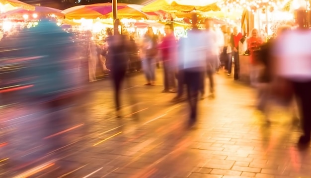 Gratis foto wazige beweging van het stadsleven vol met onherkenbare mensen gegenereerd door ai