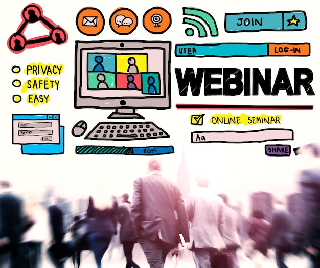 Webinar Online Seminar Wereldwijd communicatieconcept