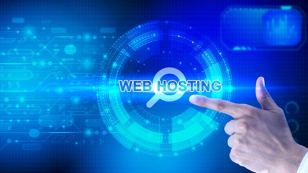 Website hosting concept met futuristische compositie