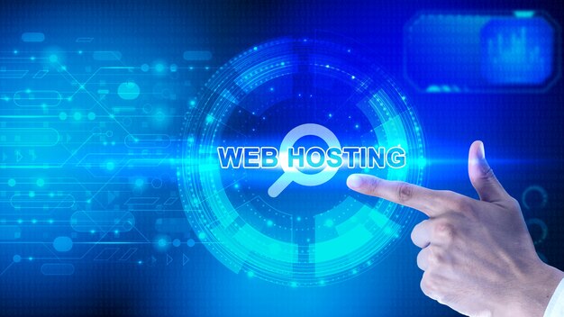 Website hosting concept met futuristische compositie