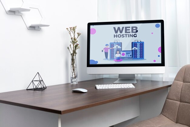 Website hosting concept met nieuwe computer