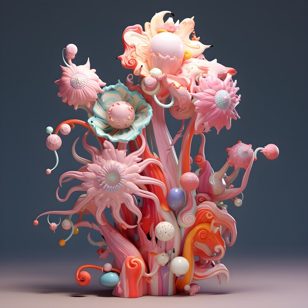 Weergave van 3D abstract bloemstuk