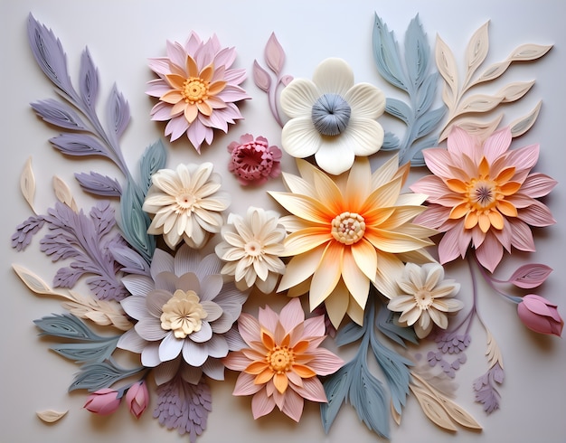 Weergave van 3D-abstracte bloemen
