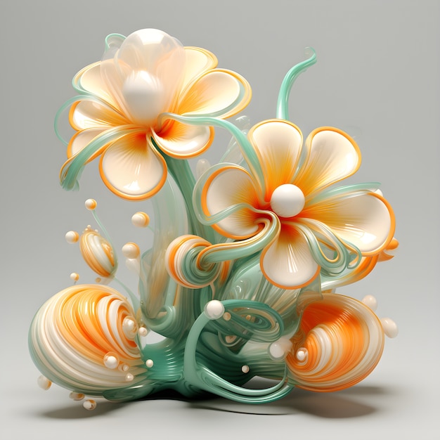 Weergave van 3D-abstracte bloemen