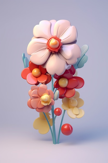 Gratis foto weergave van 3d-abstracte bloemen