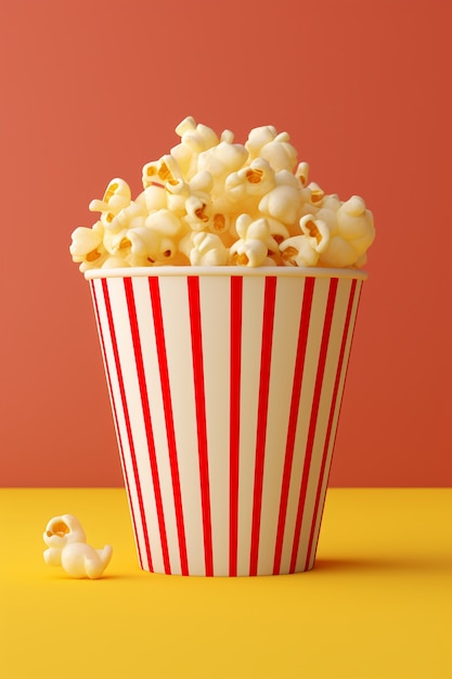 Gratis foto weergave van 3d-bioscoop popcorn in beker