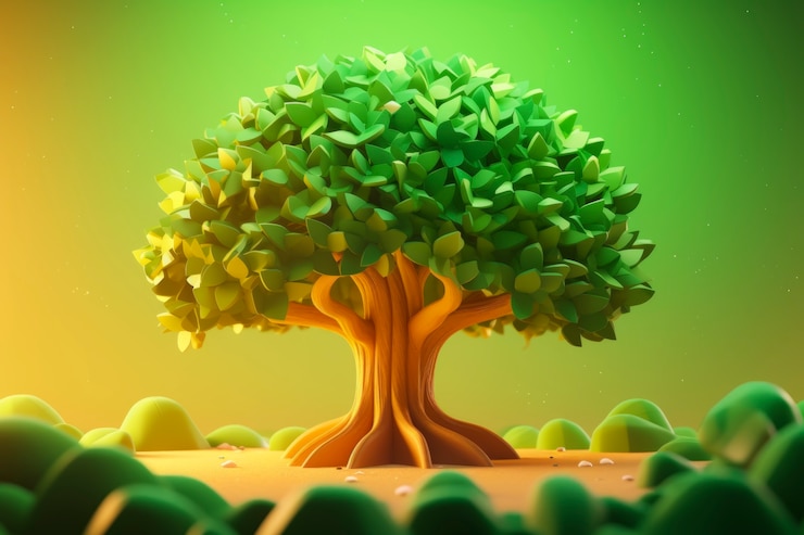 Gratis Foto weergave van 3d-boom met takken en bladeren