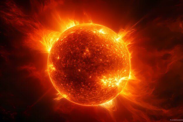 Weergave van 3D-brandende zon