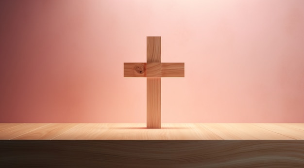 Gratis foto weergave van 3d-houten religieus kruis