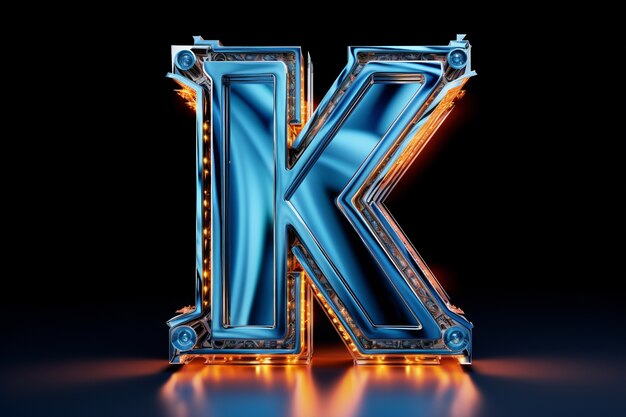 Weergave van 3D-letter k