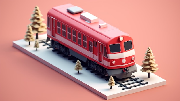 Gratis foto weergave van 3d-modern treinmodel