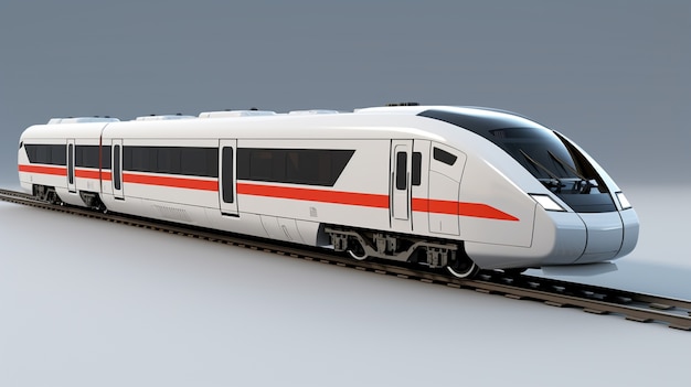 Weergave van 3D-modern treinmodel