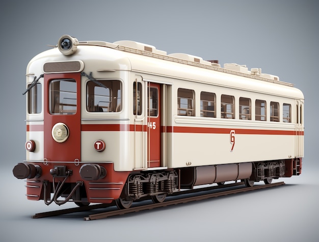 Weergave van 3D-modern treinmodel