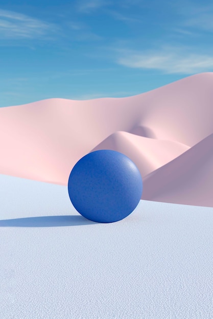 Gratis foto weergave van 3d-moderne bol met woestijnlandschap