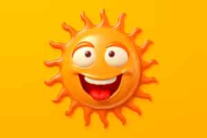 Gratis foto weergave van 3d-smiley zon met eenvoudige achtergrond