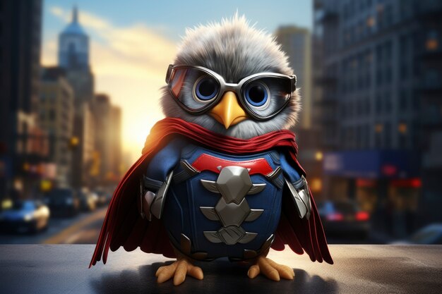 Weergave van 3D-superheldenvogel
