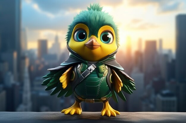 Weergave van 3D-superheldenvogel