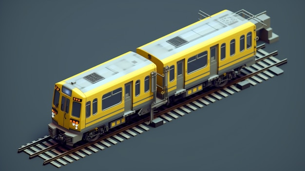 Weergave van 3D-treinmodel met eenvoudige achtergrond