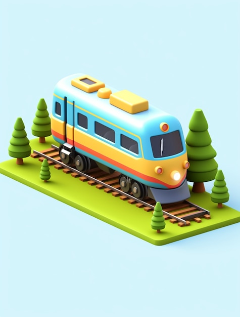 Gratis foto weergave van 3d-treinmodel op rails